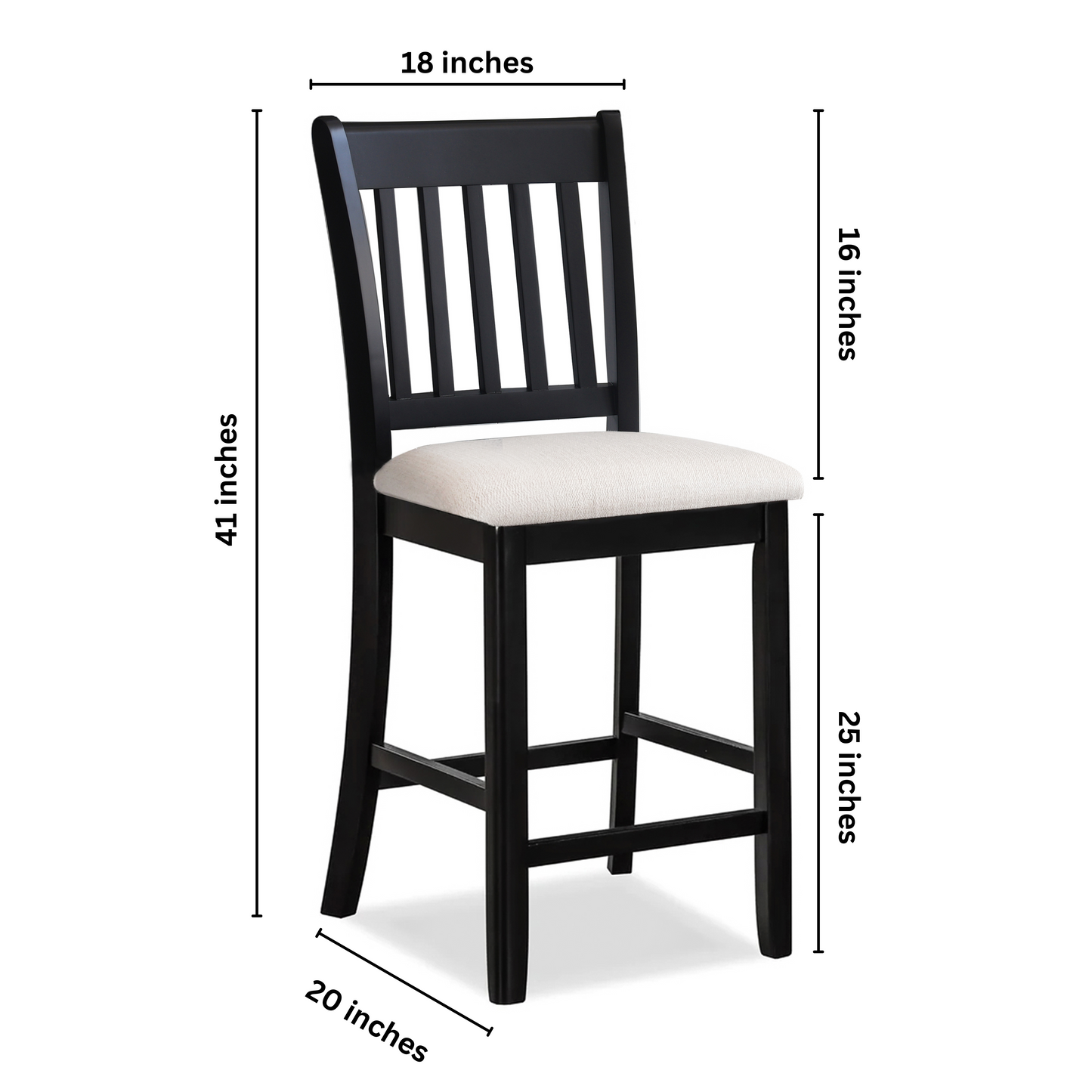 Set of 2 Black Rubberwood Dining Chairs – Stylish & Sustainable Seating