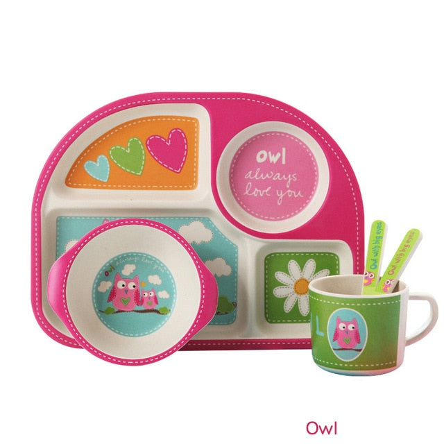 5-Piece Bamboo Fiber Baby Dinnerware Set – Safe, Eco-Friendly Feeding Essentials