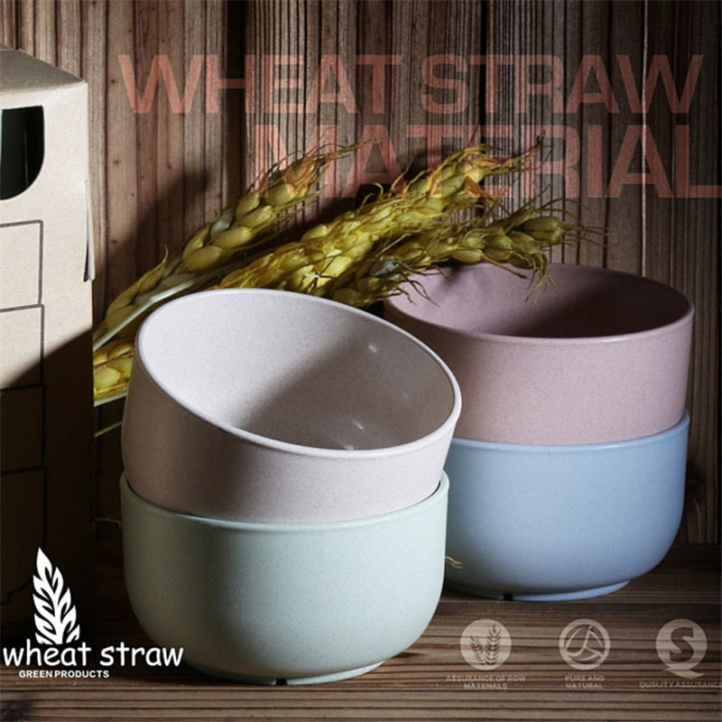 Eco-Friendly 4-Piece Wheat Fiber Kids Dinnerware Set – Colorful & Sustainable