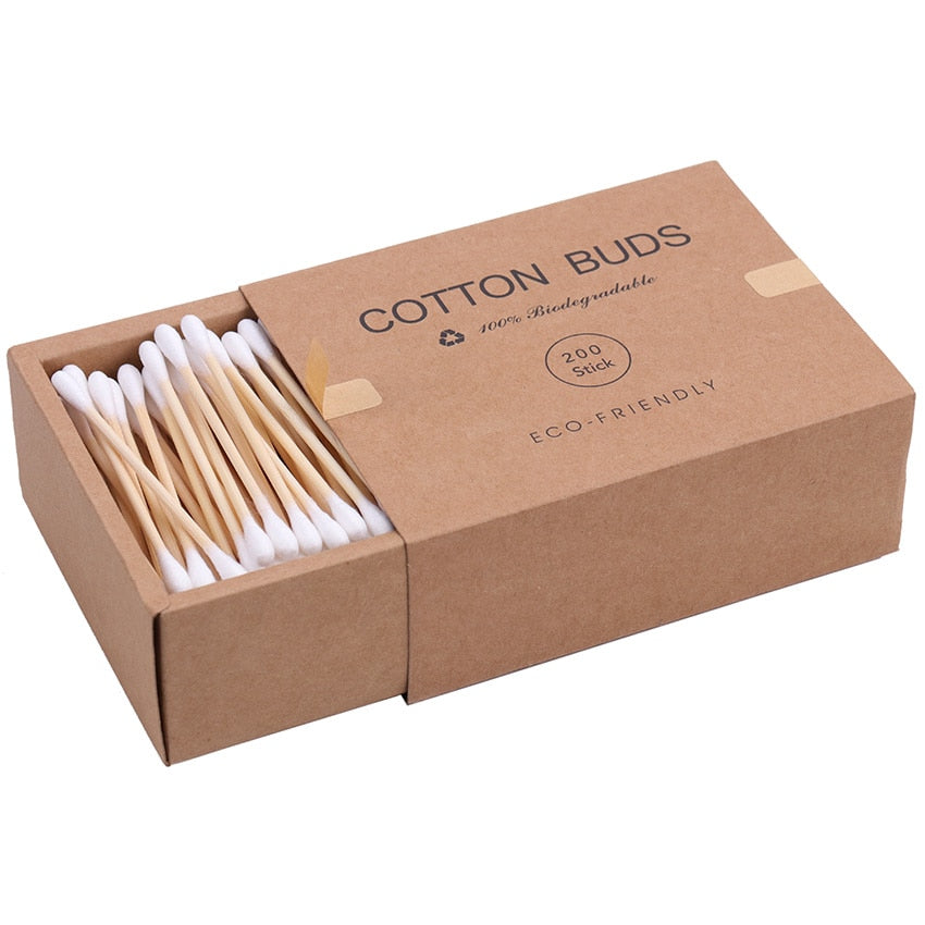 200 Bamboo Cotton Swabs – Eco-Friendly Double-Headed Buds for Beauty & Everyday Care