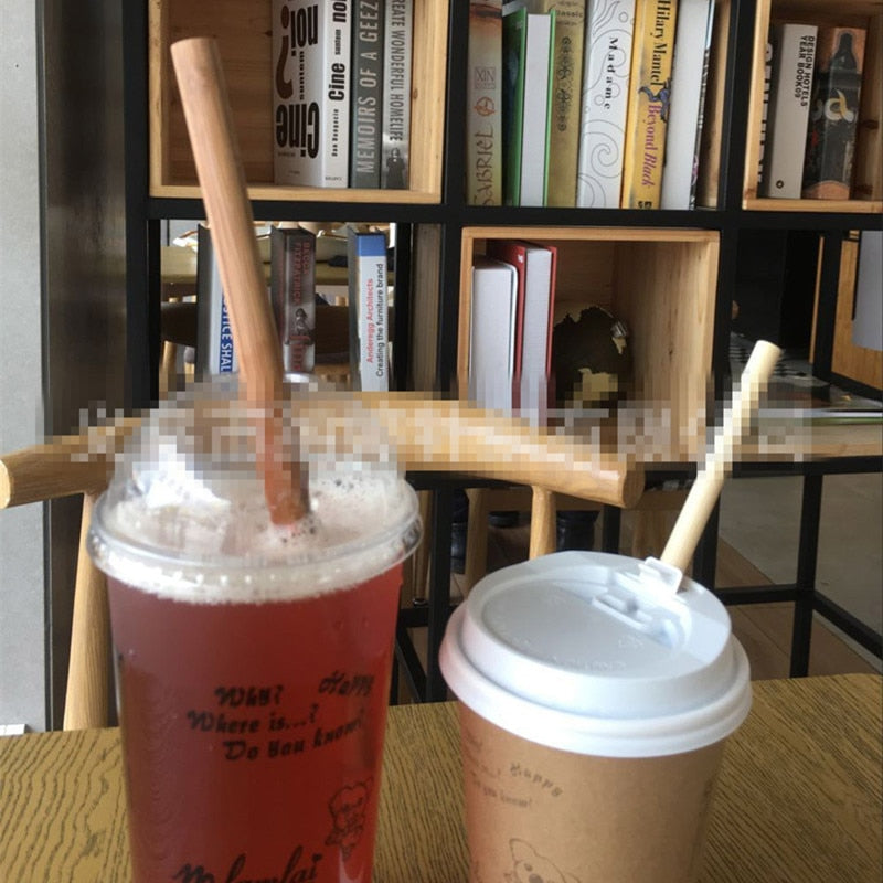 100pcs Reusable Bamboo Straws – Eco-Friendly Carbonized Drinking Straws for Smoothies & Coffee