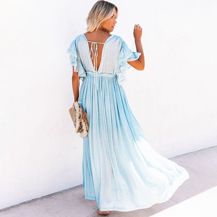 Bamboo Drawstring Beach Cover-Up Shirt – Versatile Vacation Dress