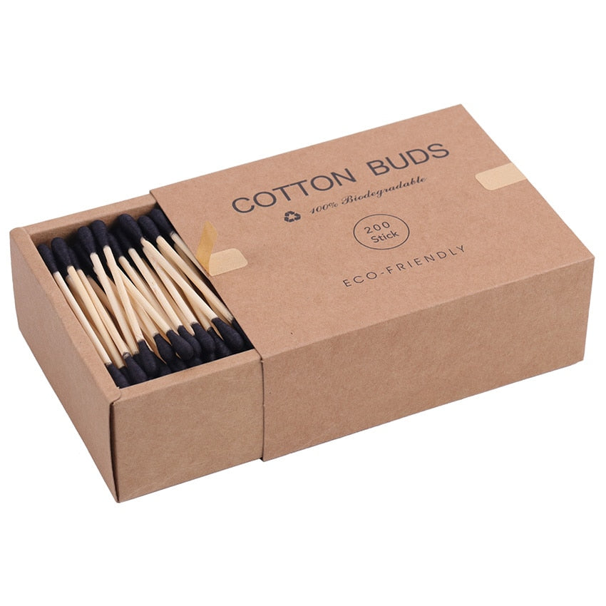 200 Bamboo Cotton Swabs – Eco-Friendly Double-Headed Buds for Beauty & Everyday Care