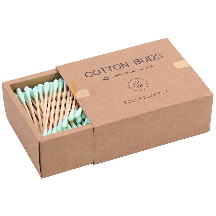 200 Bamboo Cotton Swabs – Eco-Friendly Double-Headed Buds for Beauty & Everyday Care
