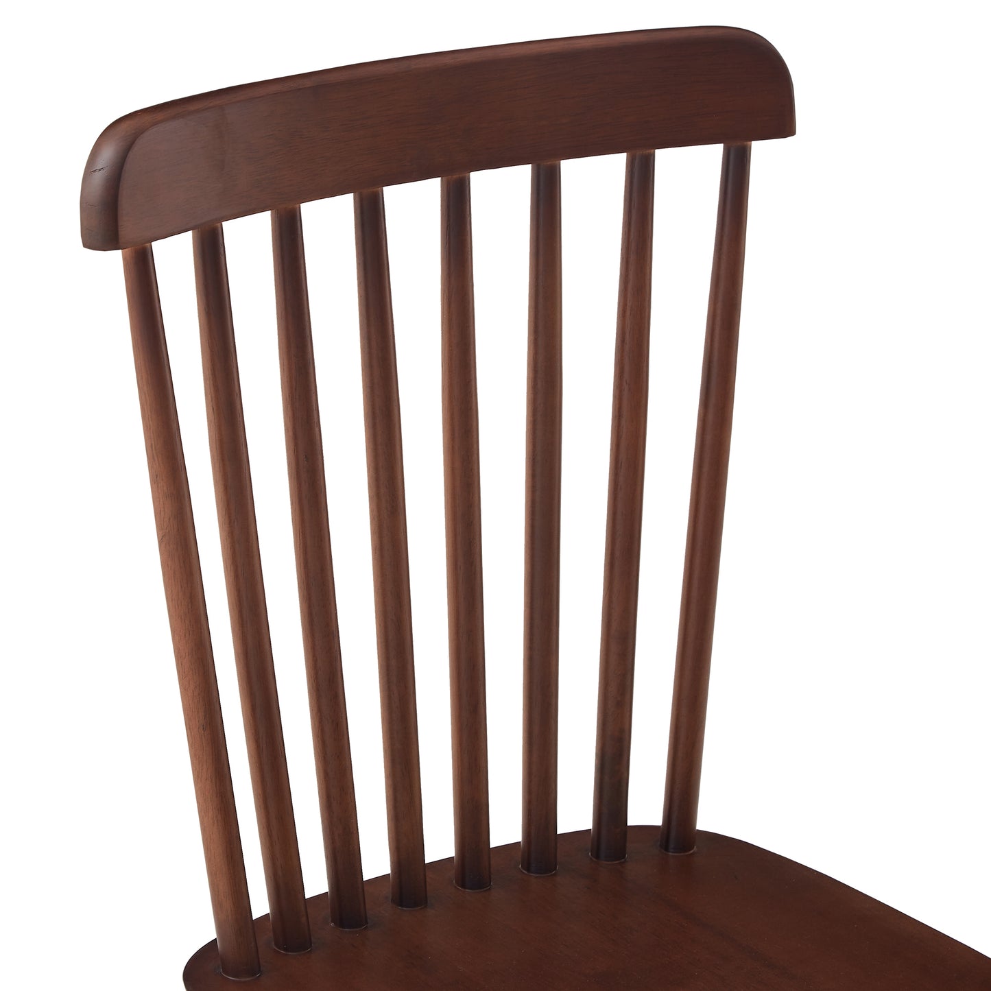 Set of 4 Solid Wood Dining Chairs – Elegant Walnut Rubberwood Design