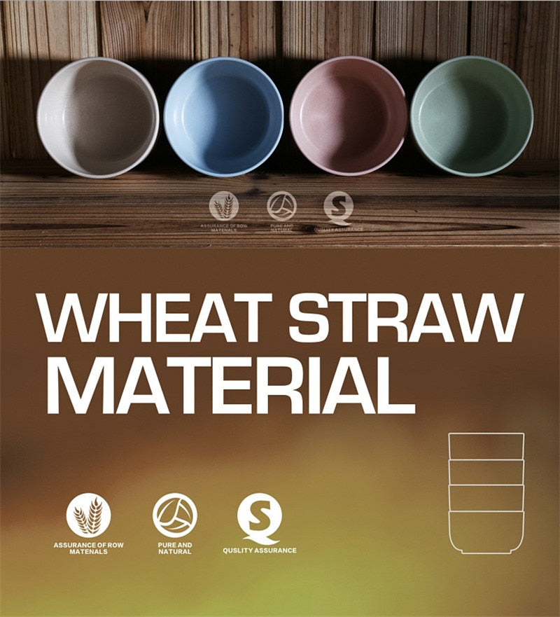Eco-Friendly 4-Piece Wheat Fiber Kids Dinnerware Set – Colorful & Sustainable