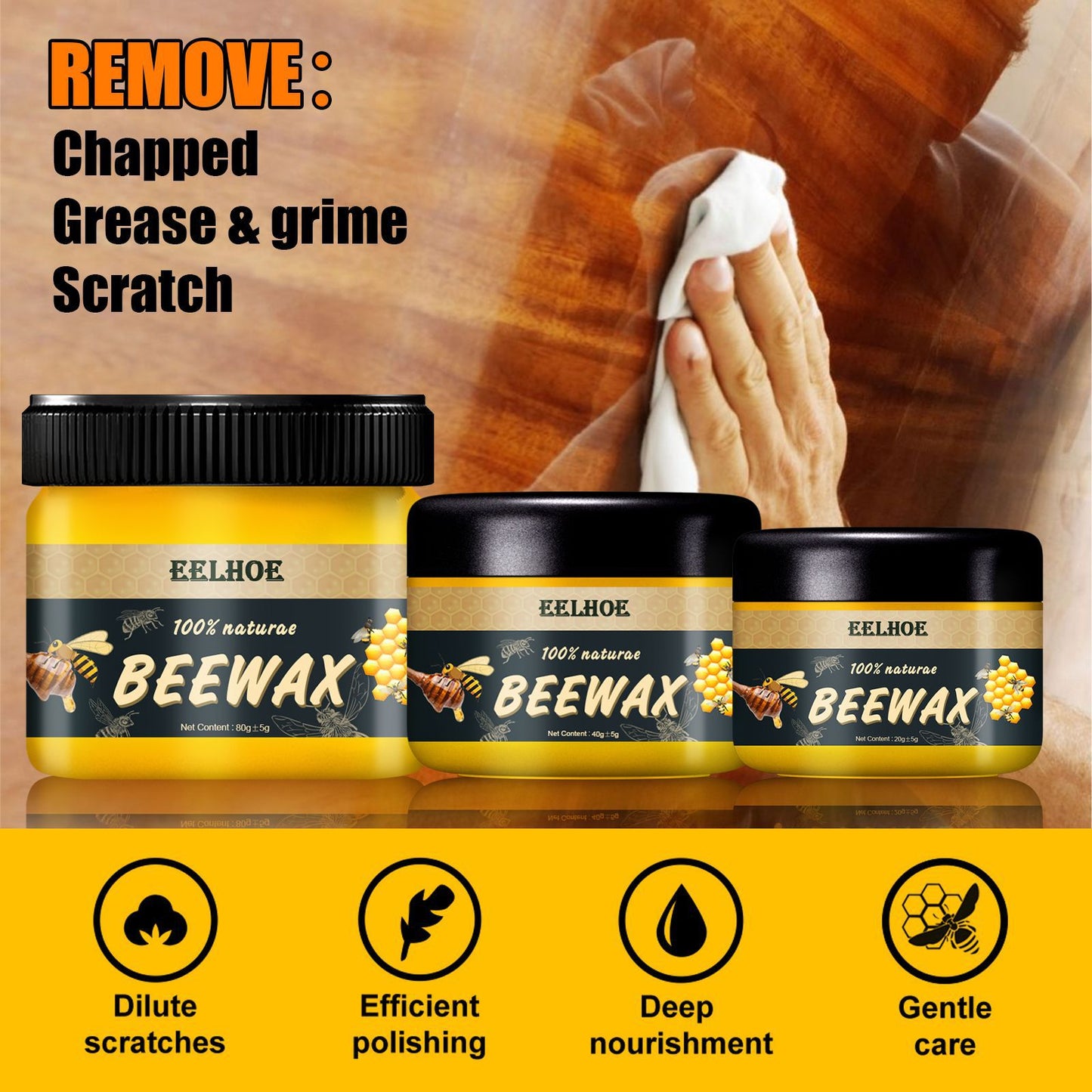 EELHOE Natural Beeswax Furniture & Wood Floor Care