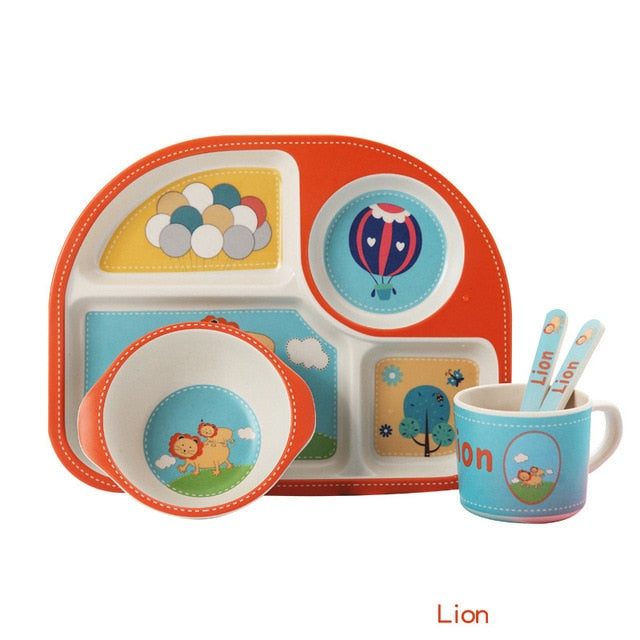 5-Piece Bamboo Fiber Baby Dinnerware Set – Safe, Eco-Friendly Feeding Essentials