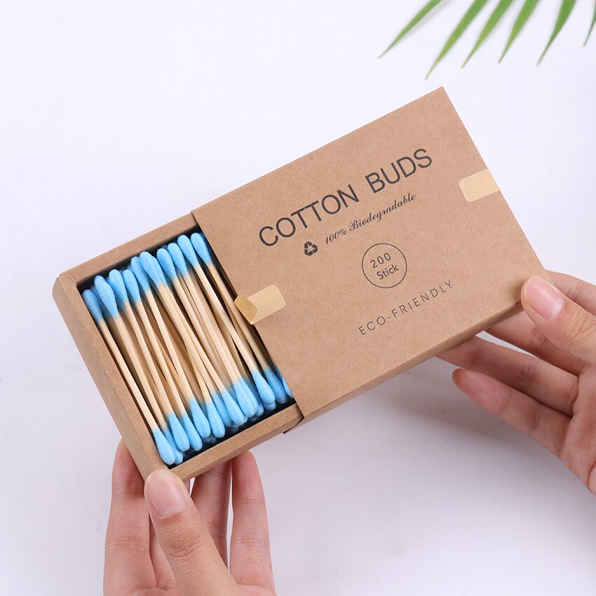 200 Bamboo Cotton Swabs – Eco-Friendly Double-Headed Buds for Beauty & Everyday Care
