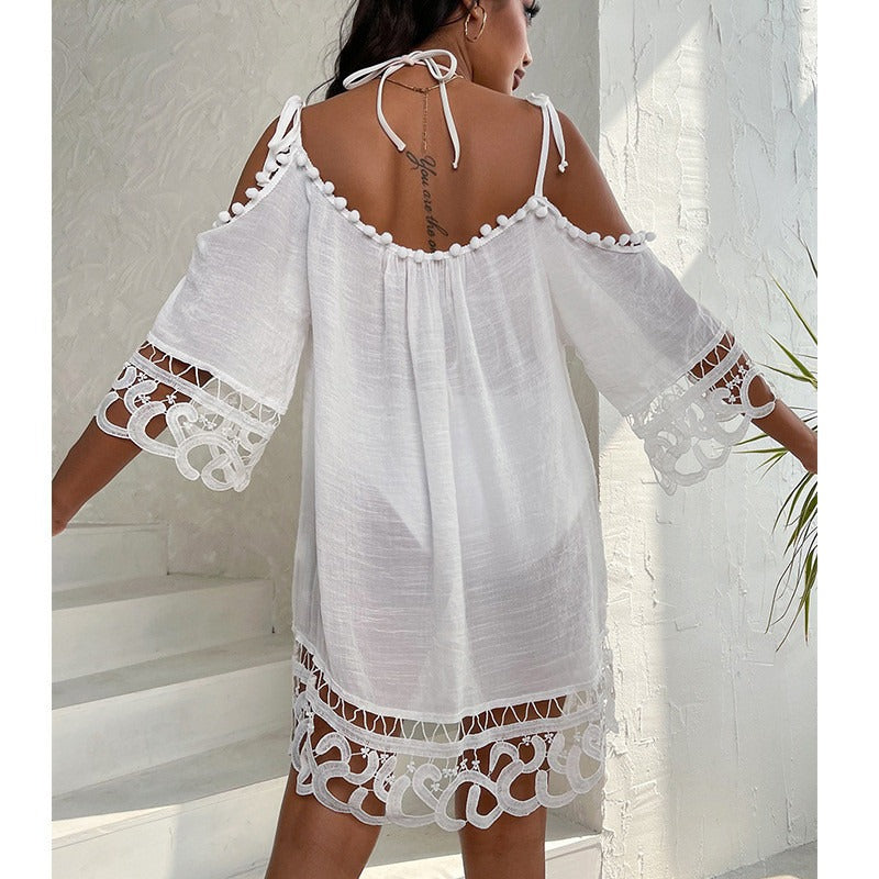 Bamboo Knot Lace Swimsuit Cover-Up with Sun Protection
