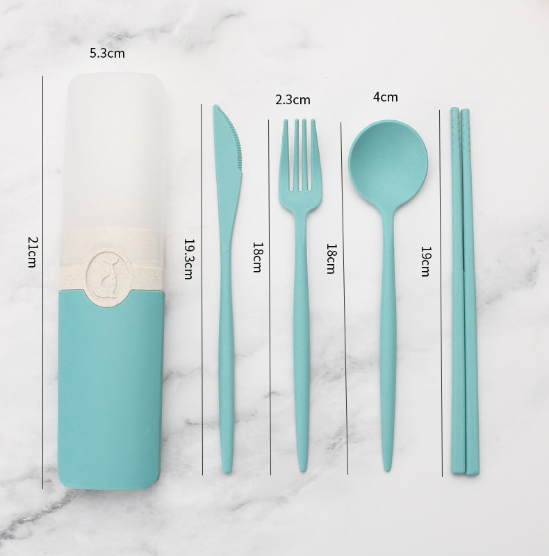 Wheat Straw Portable Tableware Set – 5-Piece Eco-Friendly Utensil Kit