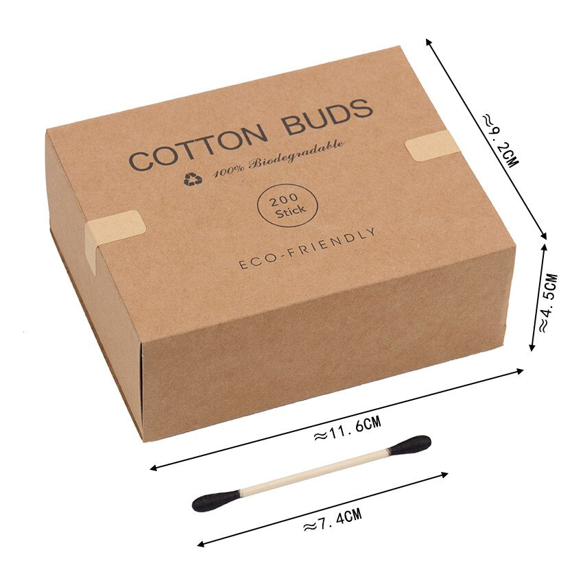 200 Bamboo Cotton Swabs – Eco-Friendly Double-Headed Buds for Beauty & Everyday Care