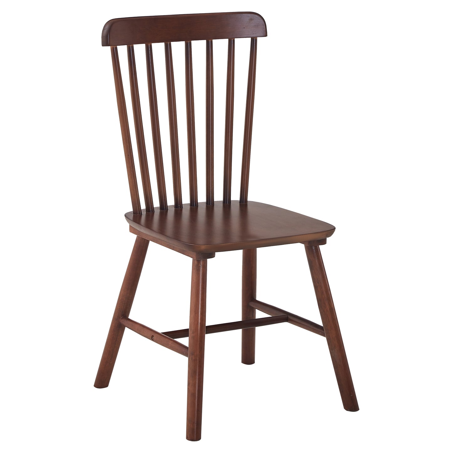 Set of 4 Solid Wood Dining Chairs – Elegant Walnut Rubberwood Design