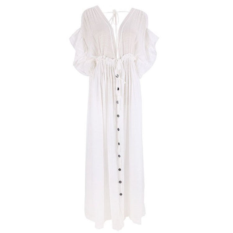 Bamboo Drawstring Beach Cover-Up Shirt – Versatile Vacation Dress