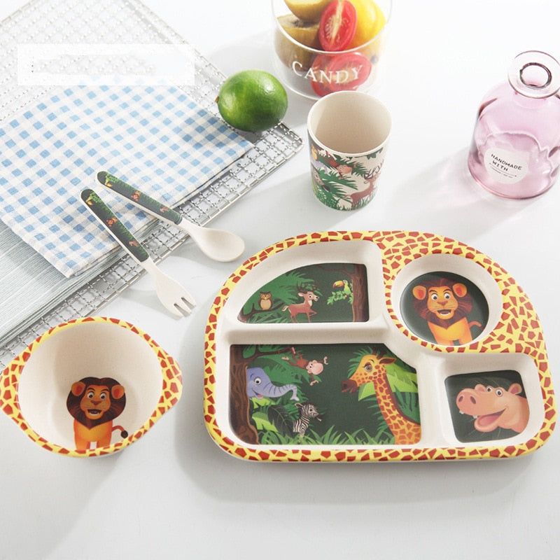 5-Piece Bamboo Fiber Baby Dinnerware Set – Safe, Eco-Friendly Feeding Essentials