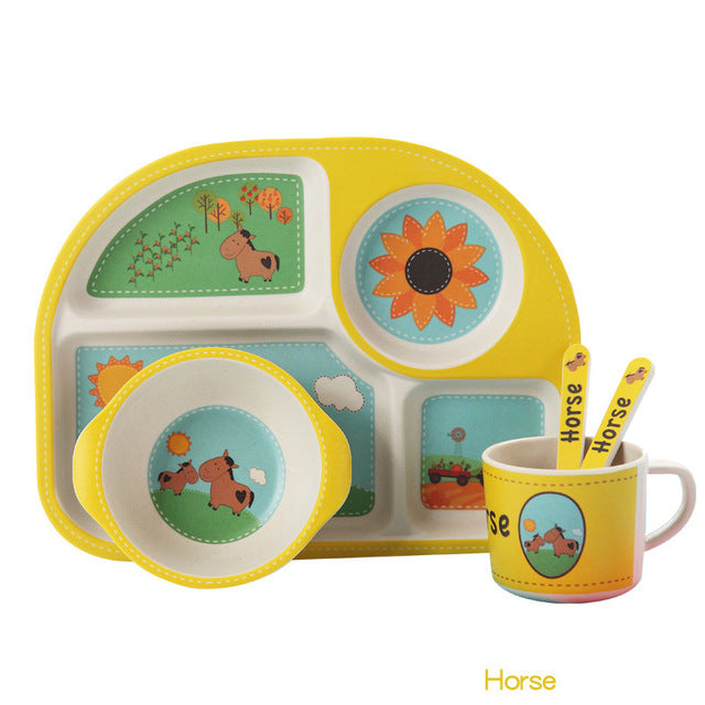 5-Piece Bamboo Fiber Baby Dinnerware Set – Safe, Eco-Friendly Feeding Essentials