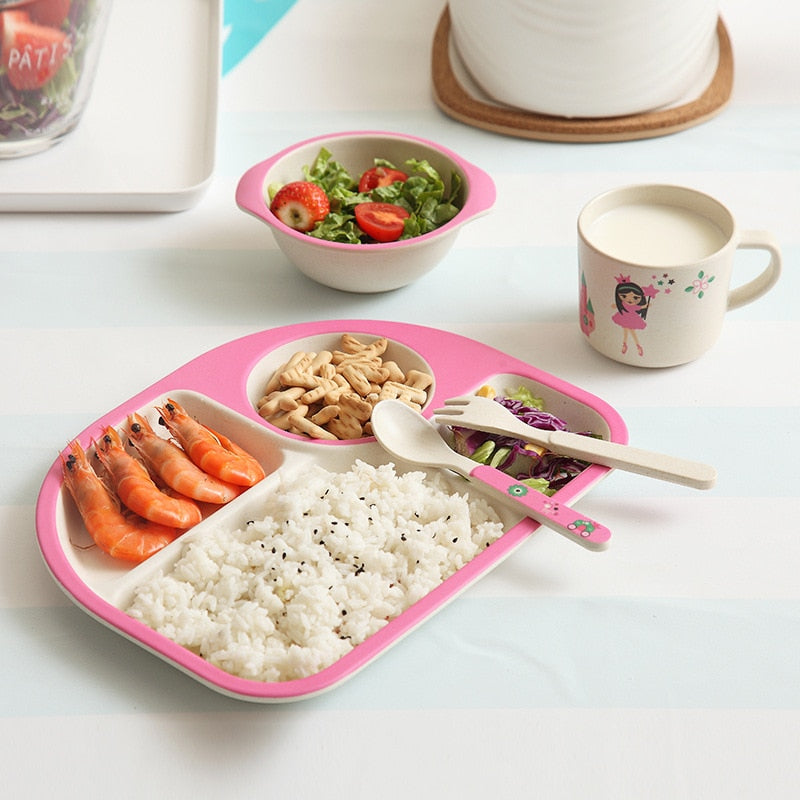 5-Piece Bamboo Fiber Baby Dinnerware Set – Safe, Eco-Friendly Feeding Essentials