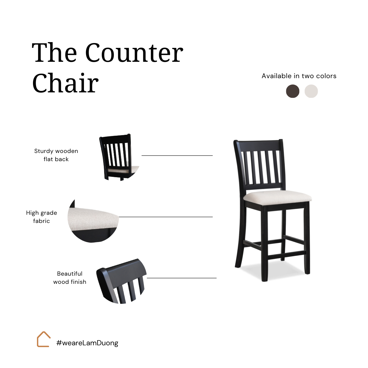 Set of 2 Black Rubberwood Dining Chairs – Stylish & Sustainable Seating