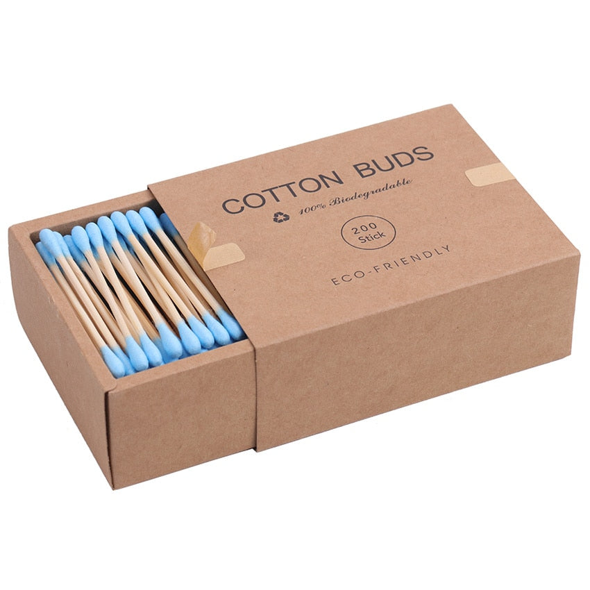 200 Bamboo Cotton Swabs – Eco-Friendly Double-Headed Buds for Beauty & Everyday Care