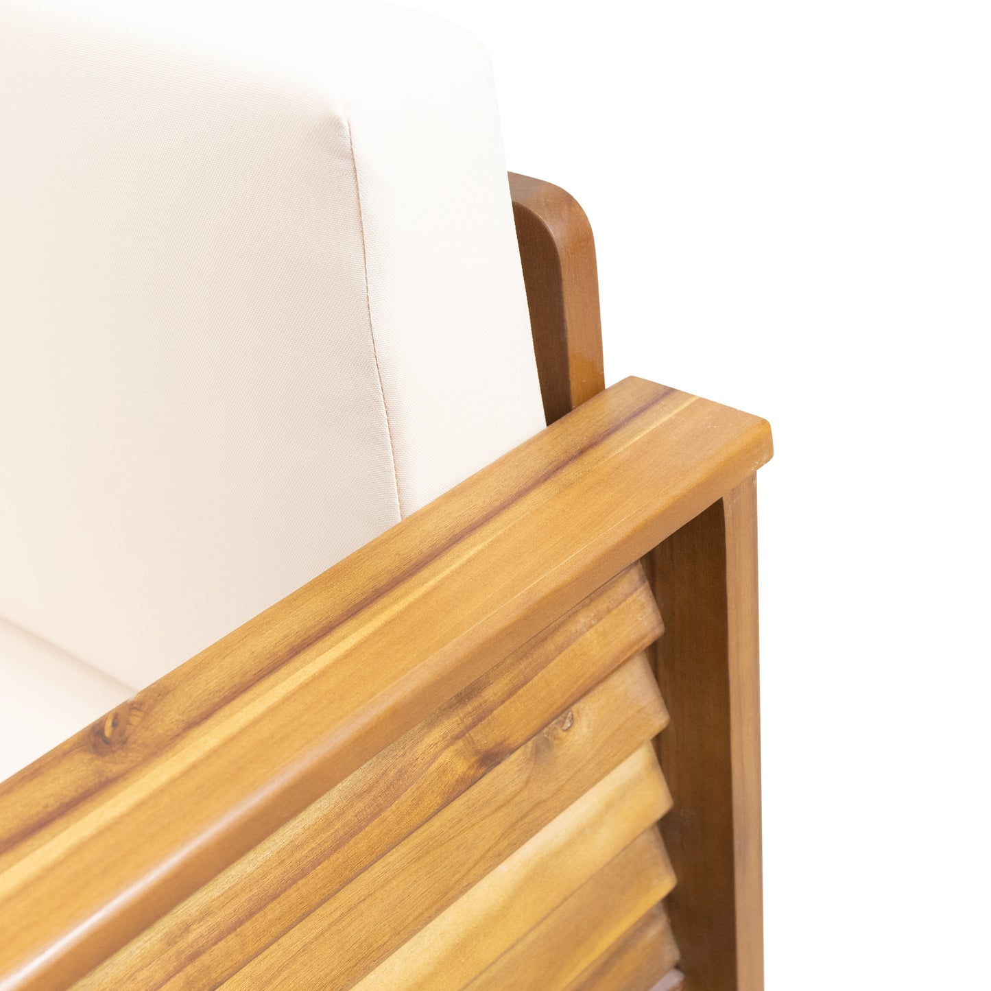 Outdoor Acacia Wood Club Chairs with Cushions – Teak Finish & Beige Comfort
