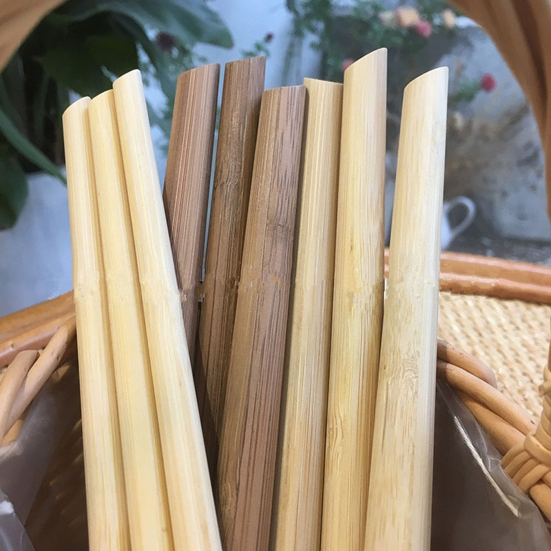 100pcs Reusable Bamboo Straws – Eco-Friendly Carbonized Drinking Straws for Smoothies & Coffee