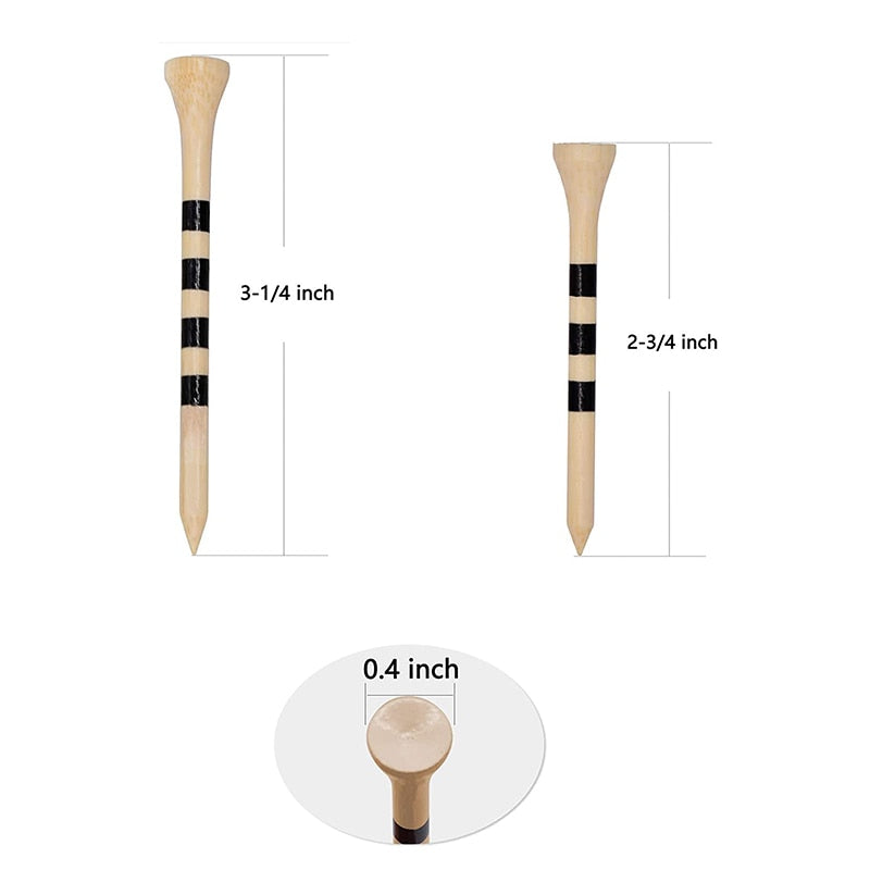 Durable Bamboo Golf Tees – Natural 70mm & 83mm (100-Pack)