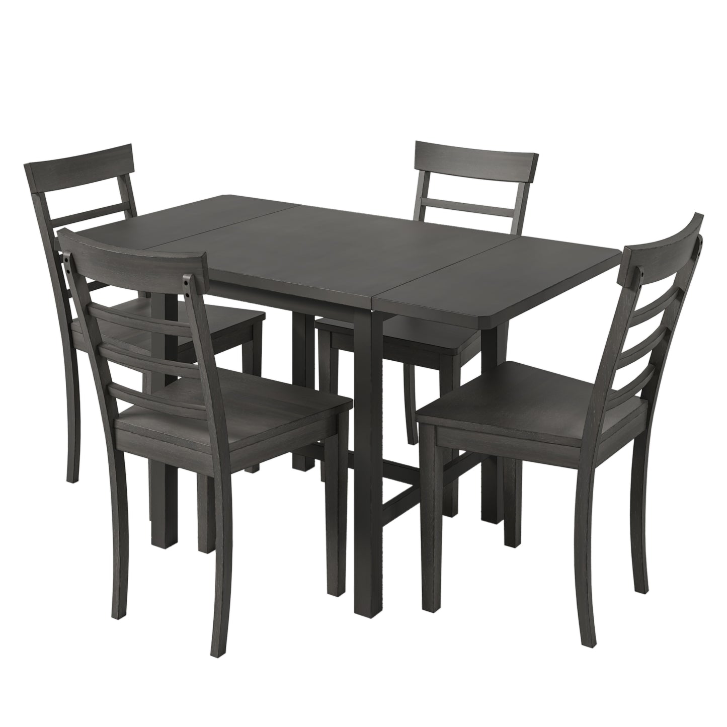 TOPMAX 5-Piece Gray Wooden Dining Set with Expandable Table