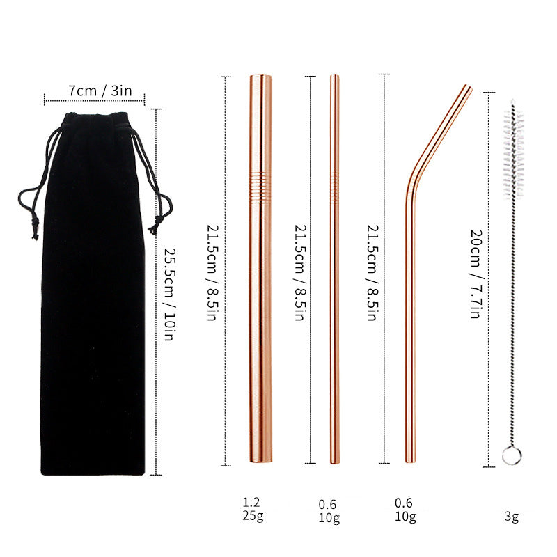 Reusable Stainless Steel Straw Set – Durable & Eco-Friendly Metal Beverage Straws