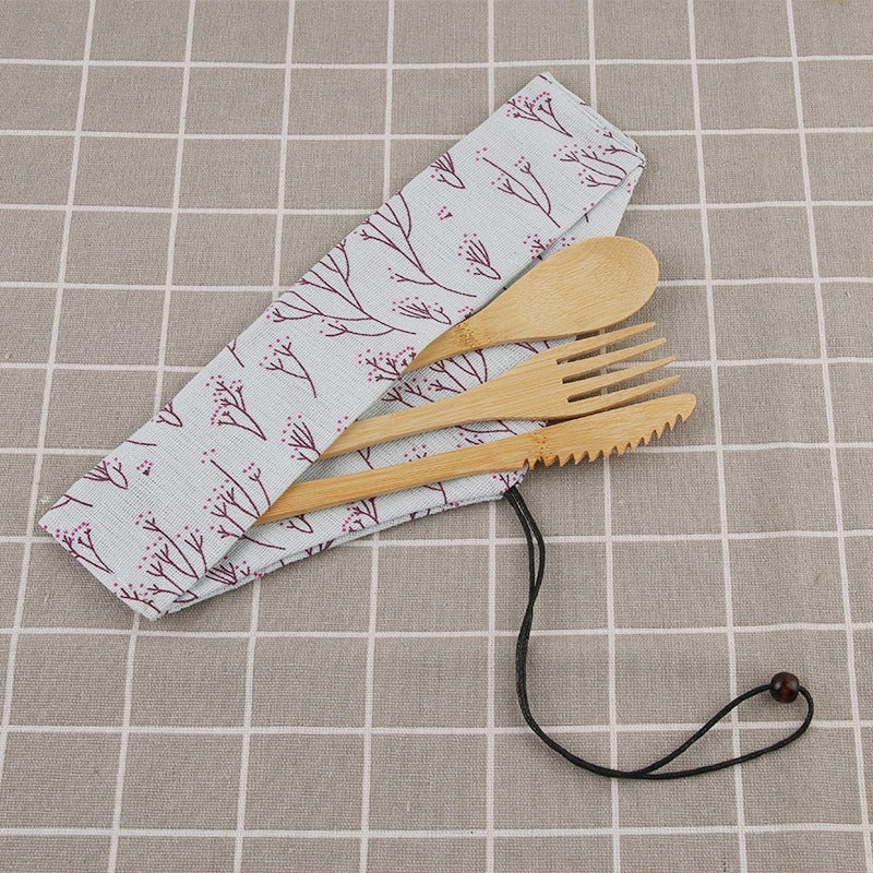 Bamboo Cutlery Set – Knife, Fork, Spoon (3-Piece, 20cm)
