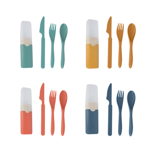 Wheat Straw Portable Cutlery Set – Eco-Friendly Knife, Fork & Spoon