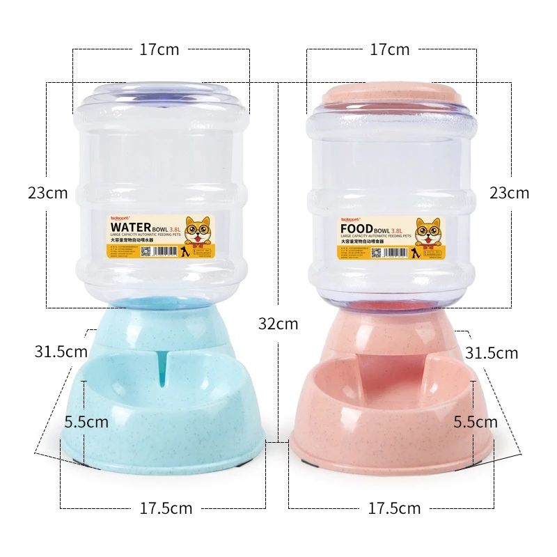 Wheat Straw Automatic Pet Feeder – 3.8L Eco-Friendly Water Bowl