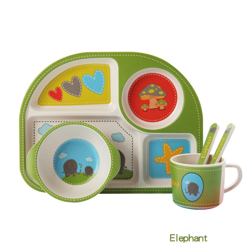 5-Piece Bamboo Fiber Baby Dinnerware Set – Safe, Eco-Friendly Feeding Essentials