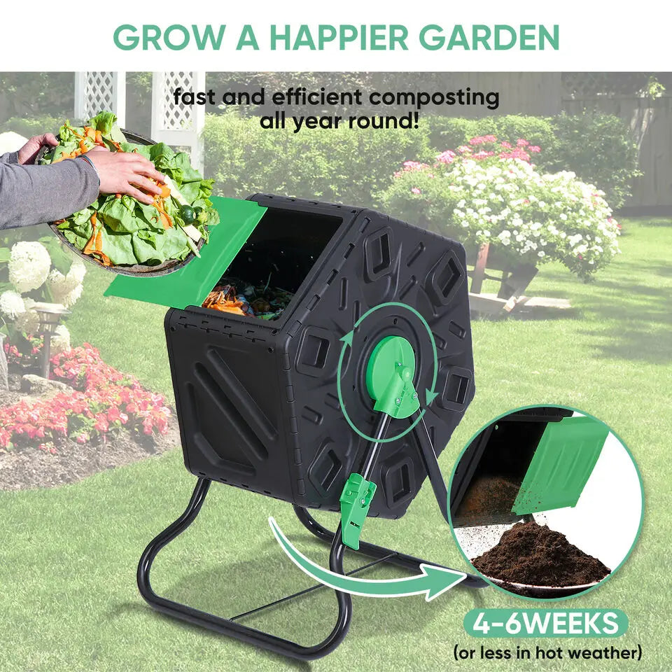 18.5 Gal Outdoor Compost Tumbler – Single Chamber Garden Composter