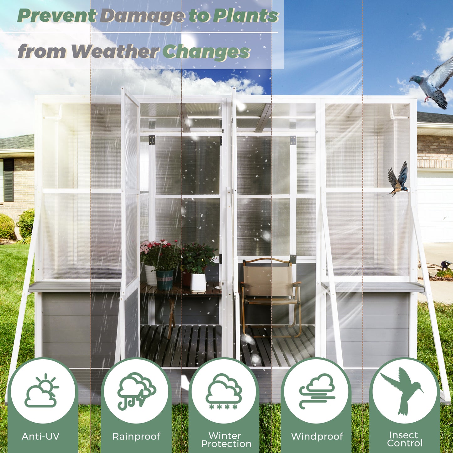 Wooden Lean-To Greenhouse – Heavy-Duty Outdoor Winter Garden Solution