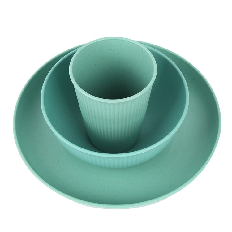 Eco-Friendly Wheat Straw Tableware Set – Cup, Rice Bowl & Plate (12-Piece)