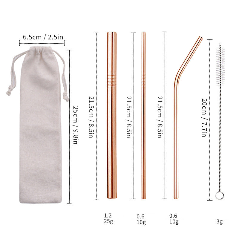 Reusable Stainless Steel Straw Set – Durable & Eco-Friendly Metal Beverage Straws