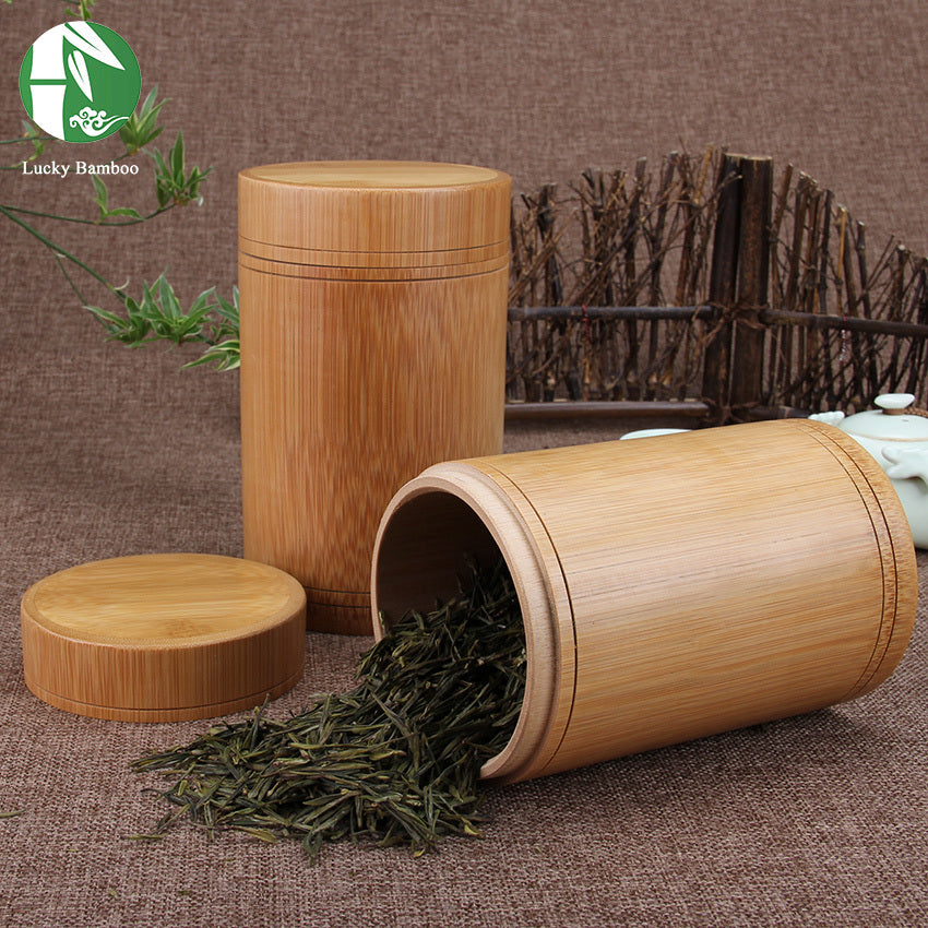 Handmade Bamboo Storage Jars with Wooden Lids – Vintage Style for Spices, Tea, & More