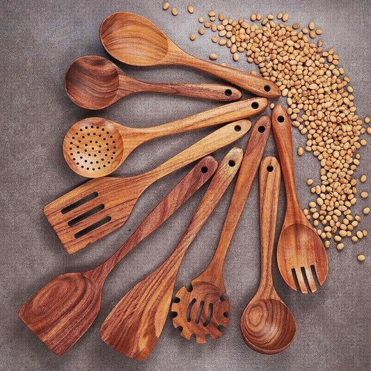 Teak Wood Heat-Resistant Cooking Spoon & Shovel Set – Sustainable Kitchen Essentials