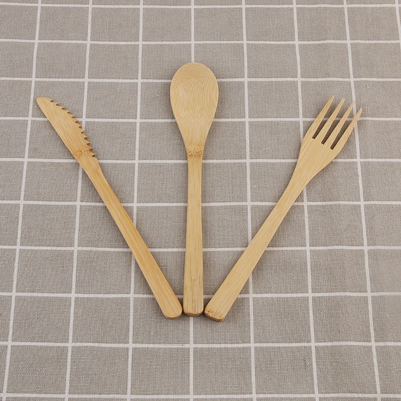 Bamboo Cutlery Set – Knife, Fork, Spoon (3-Piece, 20cm)