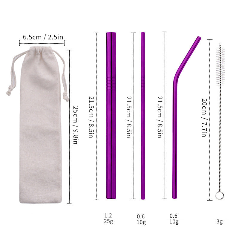 Reusable Stainless Steel Straw Set – Durable & Eco-Friendly Metal Beverage Straws
