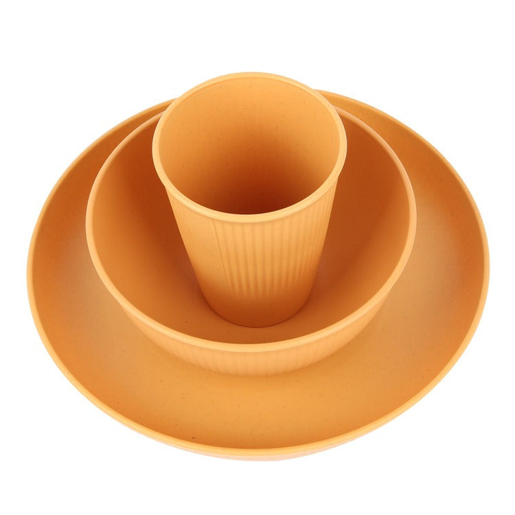Eco-Friendly Wheat Straw Tableware Set – Cup, Rice Bowl & Plate (12-Piece)