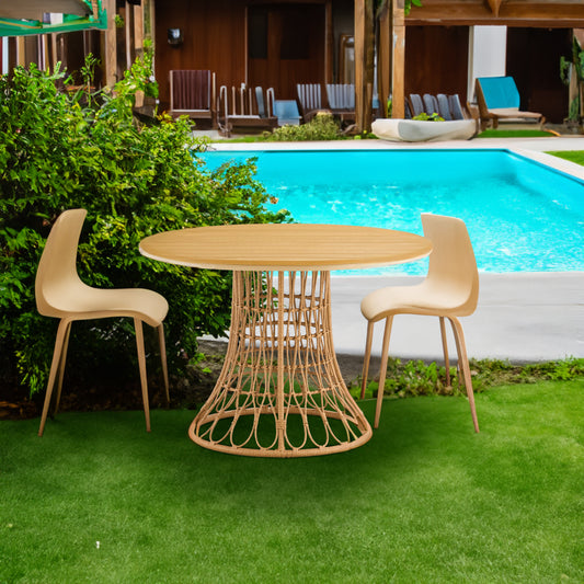 Simple Bamboo Outdoor Dining Set – Sustainable Table and Chairs