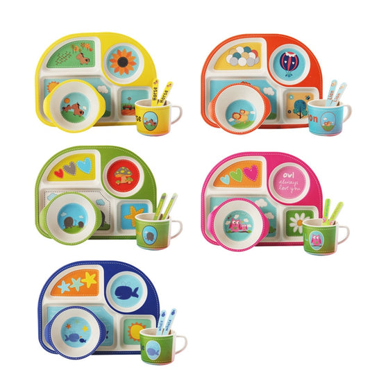 5-Piece Bamboo Fiber Baby Dinnerware Set – Safe, Eco-Friendly Feeding Essentials