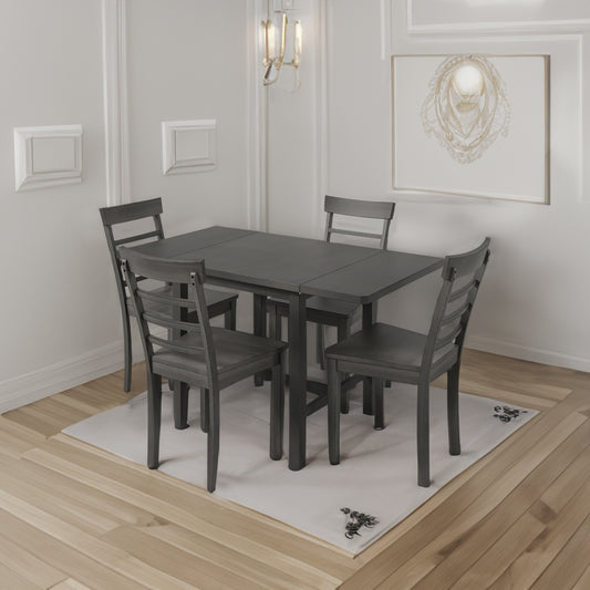 TOPMAX 5-Piece Gray Wooden Dining Set with Expandable Table