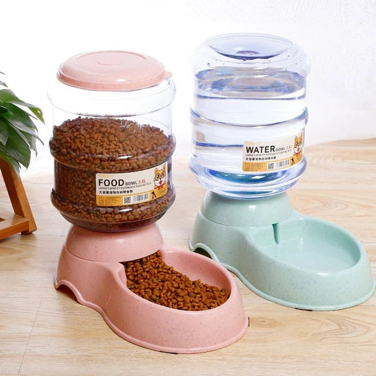 Wheat Straw Automatic Pet Feeder – 3.8L Eco-Friendly Water Bowl