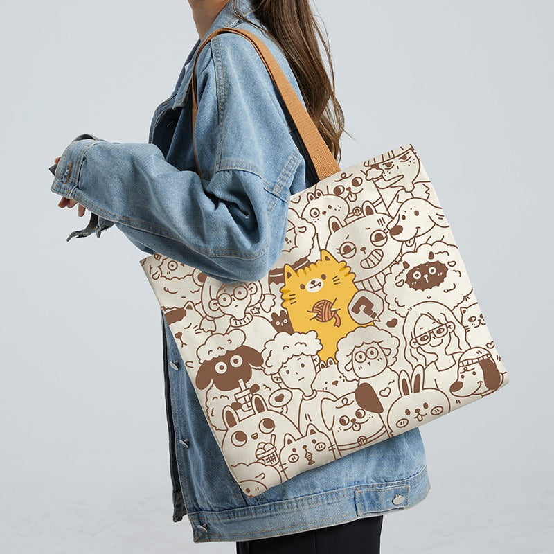 Large Canvas Shoulder Bag – Stylish & Sustainable Tote for Women