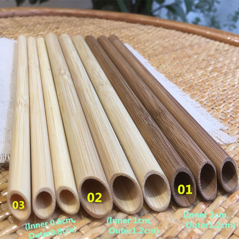 100pcs Reusable Bamboo Straws – Eco-Friendly Carbonized Drinking Straws for Smoothies & Coffee