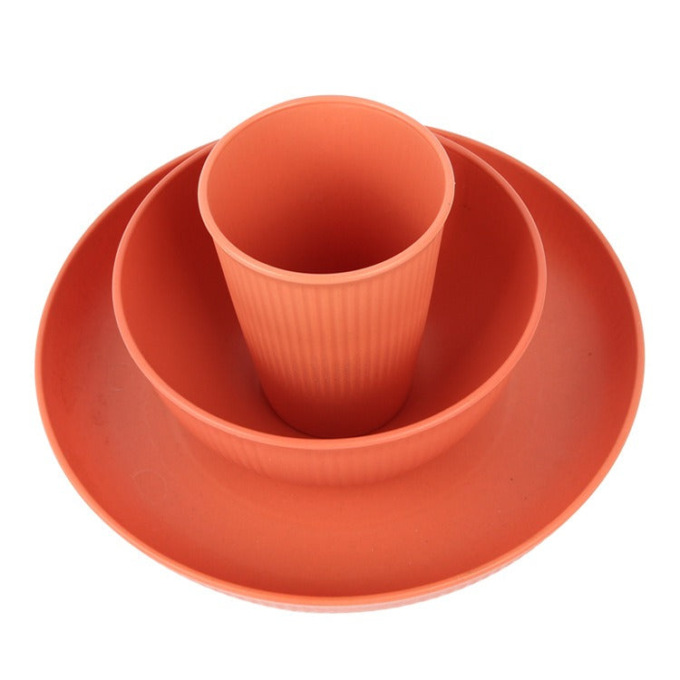Eco-Friendly Wheat Straw Tableware Set – Cup, Rice Bowl & Plate (12-Piece)