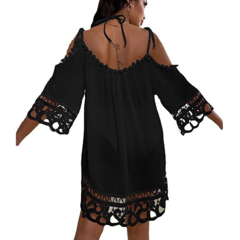 Bamboo Knot Lace Swimsuit Cover-Up with Sun Protection
