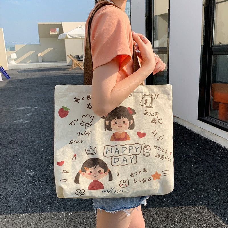 Large Canvas Shoulder Bag – Stylish & Sustainable Tote for Women